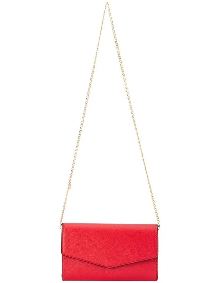 OLGA BERG NIC Hardware Trim Red Envelope Clutch