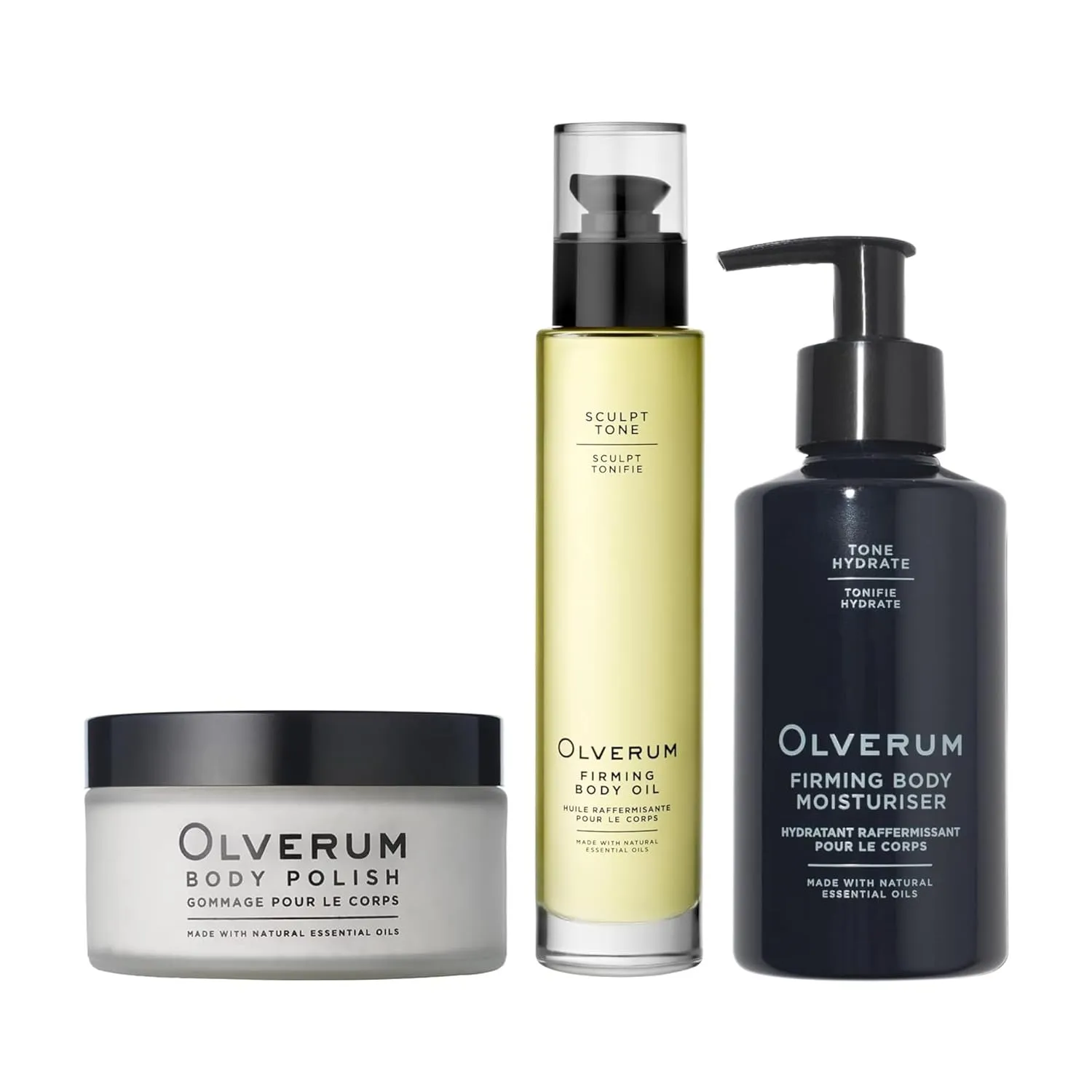 OLVERUM - Body Polish, Firming Body Oil, Firming Body Moisturizer VALUE BUNDLE | Vegan, Cruelty-Free, Clean Beauty