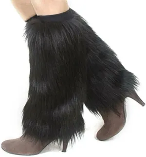 One Pairs 40cm Ladies Fashion Boot Cuff Fluffy Soft Furry Faux Fur Leg Warmer Boot Toppers