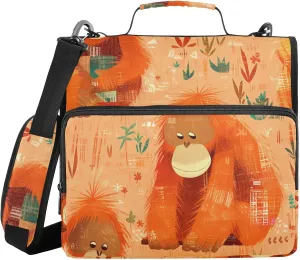 Orange Sienna Orangutans 3 Rings Binder with Zipper with Shoulder Strap Includes Zip Pocket Document Binder Organizer Suitable for Middle School