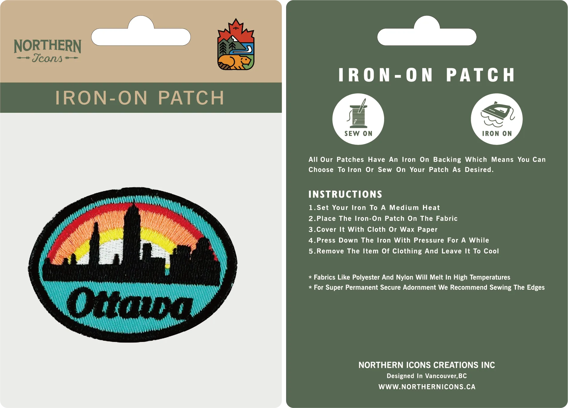Ottawa iron-on embroidery patch