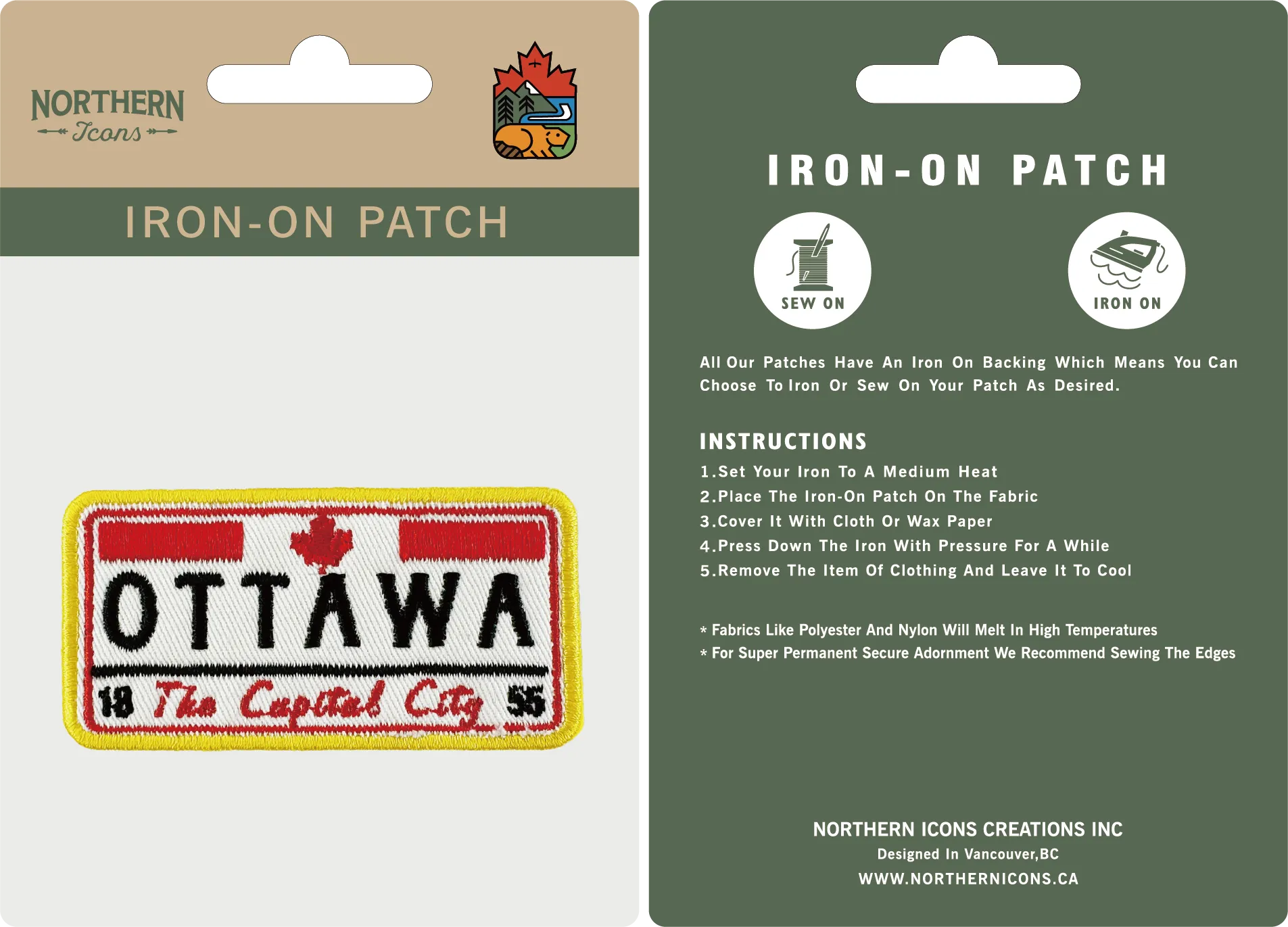 Ottawa iron-on embroidery patch