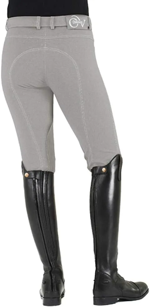 Ovation Ladies SoftFLEX Zip Front Classic Knee Patch Breeches (Grey, 36R)