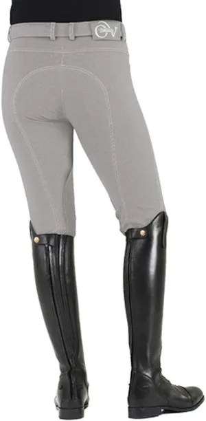 Ovation Ladies SoftFLEX Zip Front Classic Knee Patch Breeches (Grey, 36R)