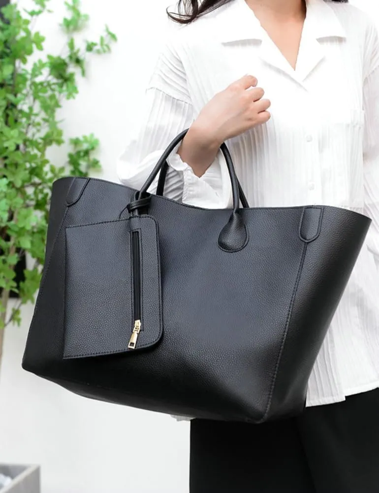 Oversize Vegan Leather Tote Bags for Women Soft Purse Weekender Bag Shopper Handbag Travel Working Satchels 2pcs