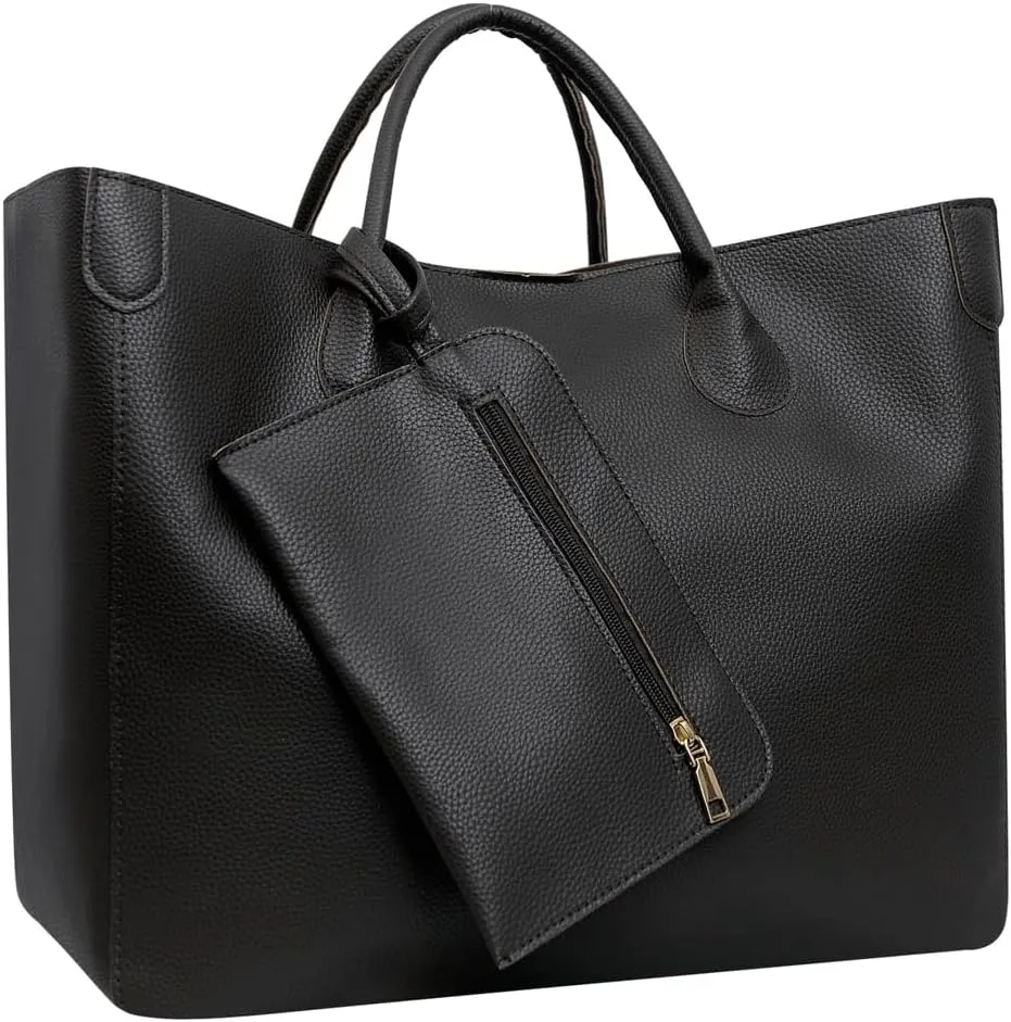 Oversize Vegan Leather Tote Bags for Women Soft Purse Weekender Bag Shopper Handbag Travel Working Satchels 2pcs
