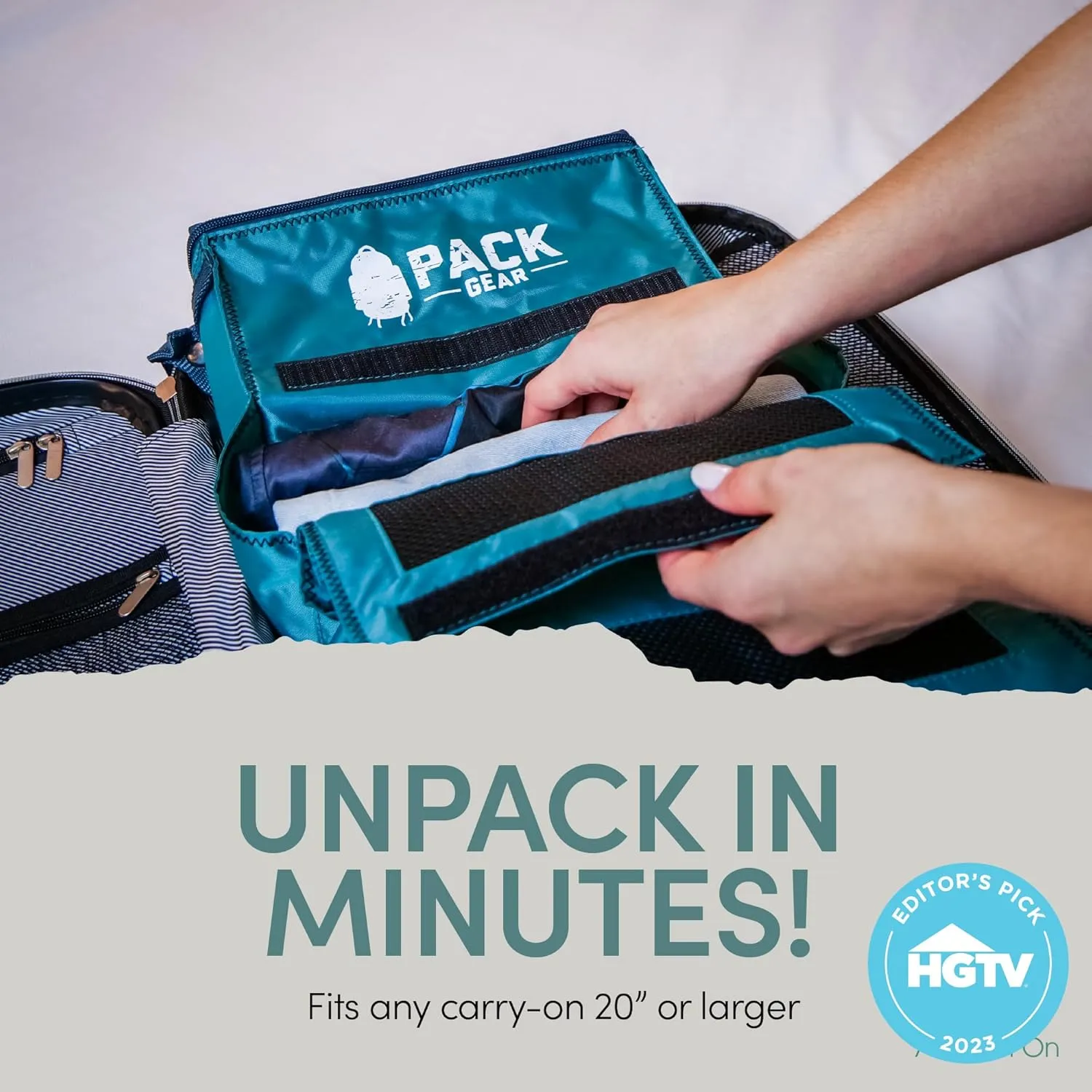 Pack Gear Hanging Luggage Organizer - Our Carry On Closet Insert Fits inside easily - Our Hanging Luggage Organizer Uses Velcro to Allow Instant Access to your Clothes (Mesh Green, Carry-On Size)