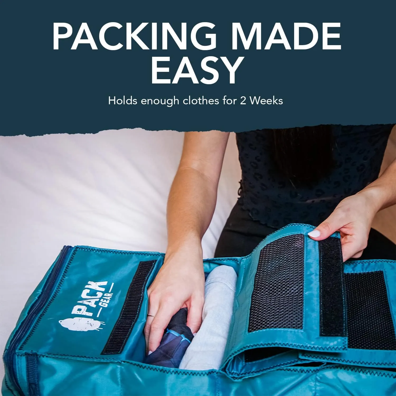 Pack Gear Hanging Luggage Organizer - Our Carry On Closet Insert Fits inside easily - Our Hanging Luggage Organizer Uses Velcro to Allow Instant Access to your Clothes (Mesh Green, Carry-On Size)