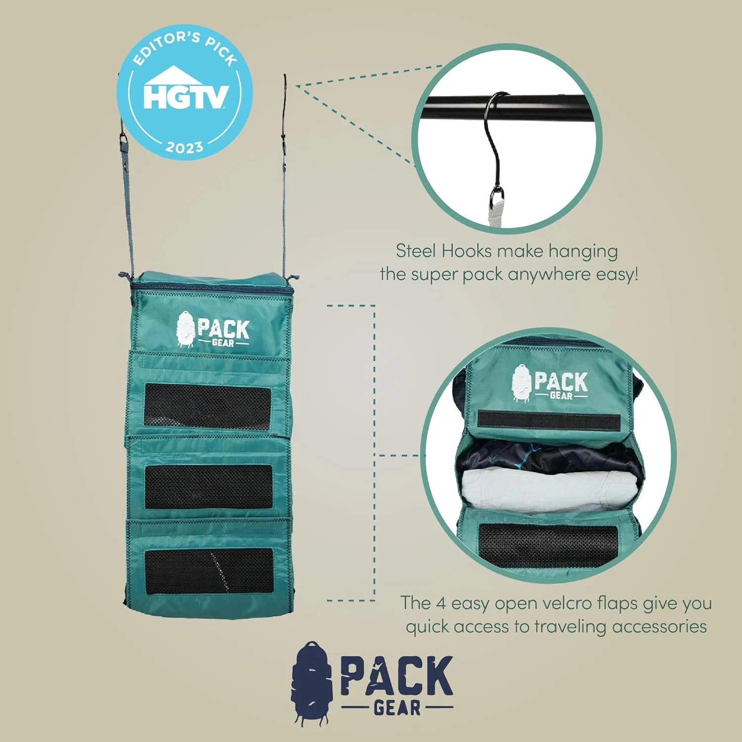 Pack Gear Hanging Luggage Organizer - Our Carry On Closet Insert Fits inside easily - Our Hanging Luggage Organizer Uses Velcro to Allow Instant Access to your Clothes (Mesh Green, Carry-On Size)