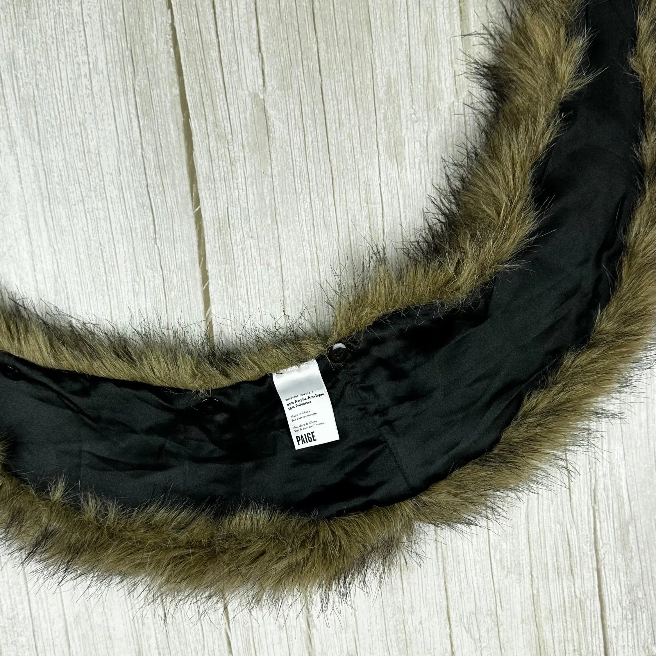 Paige Denim Detachable Fur Collar Denim Jacket  - Size S