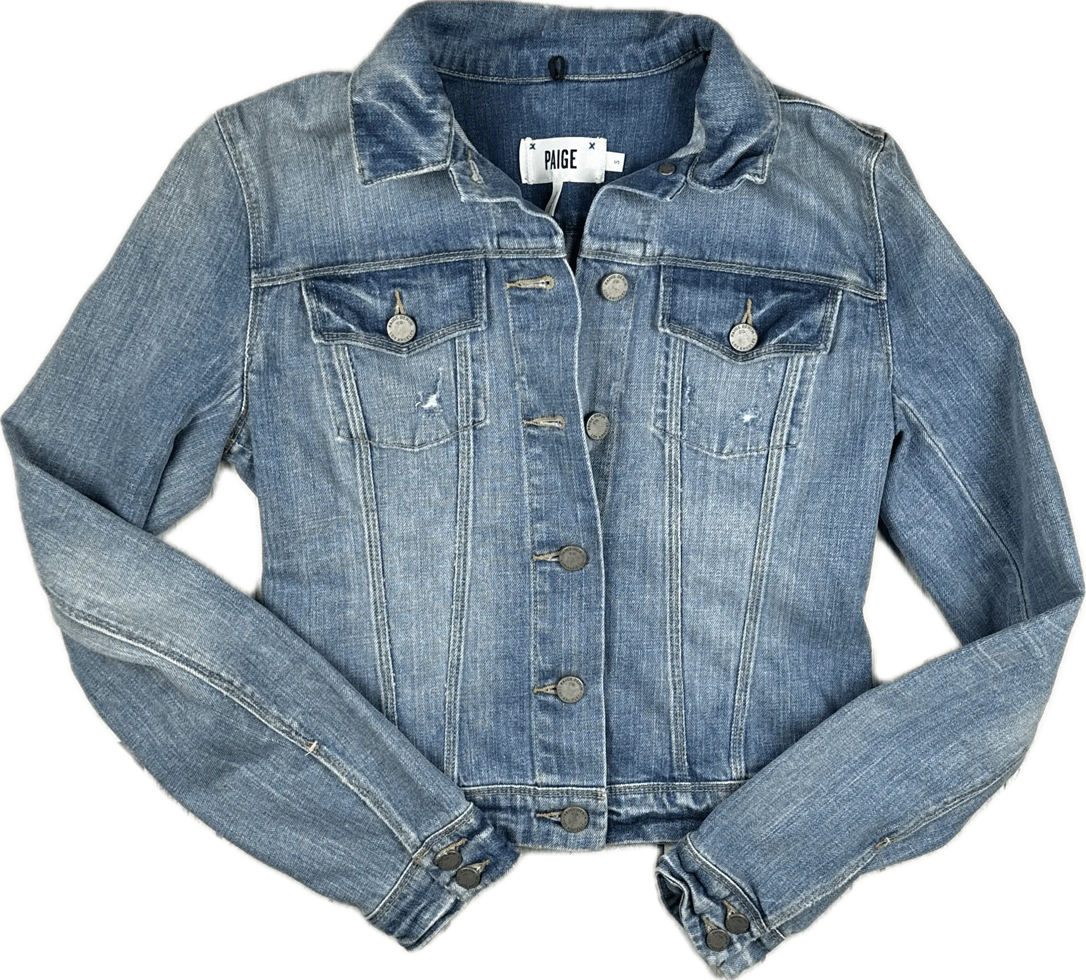 Paige Denim Detachable Fur Collar Denim Jacket  - Size S