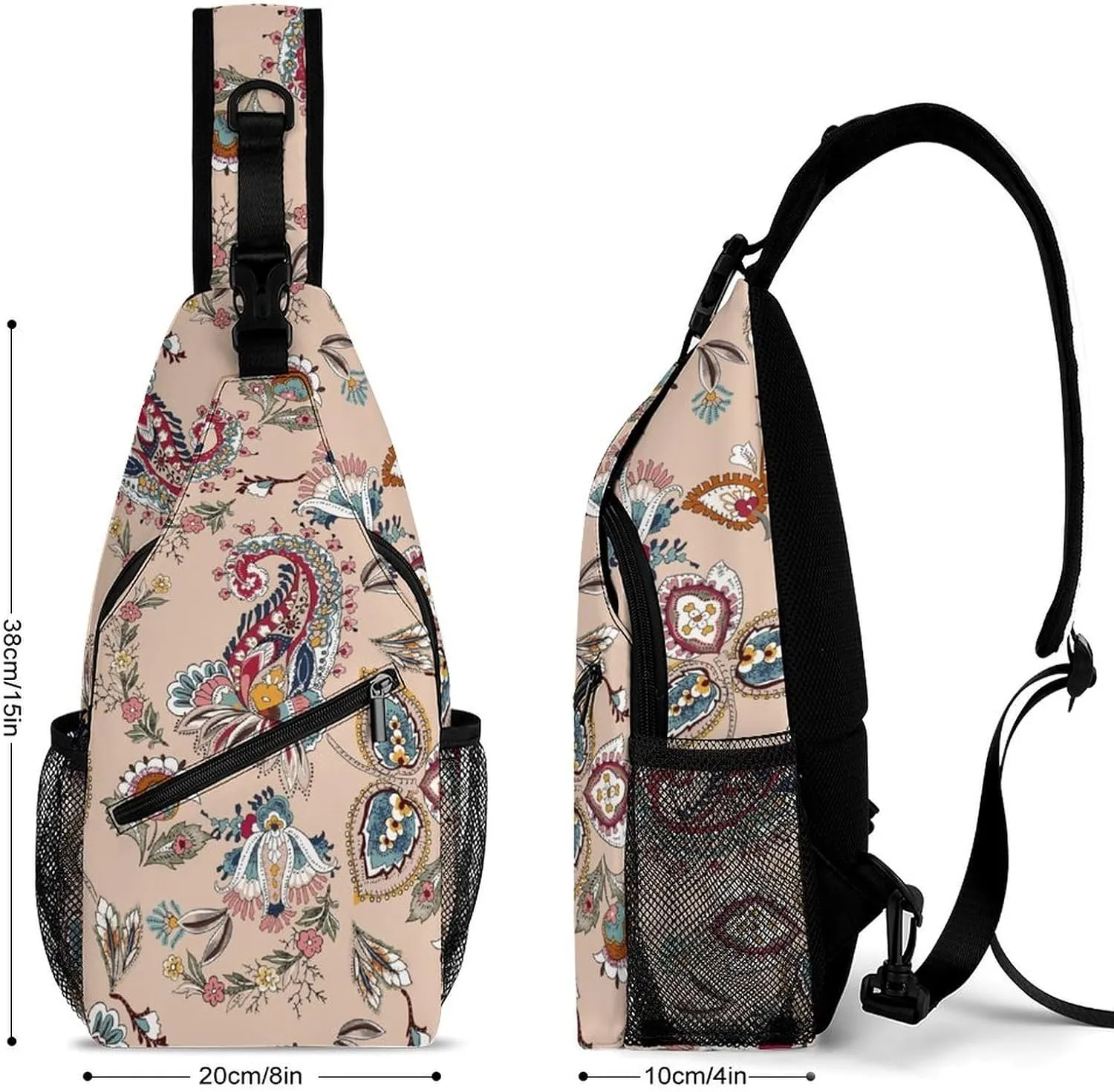 Paisley Sling Backpack Men Womens Crossbody Backpack Chest Bag Running Daypack Shoulder Bag Small Cross Body Bags Leisure Backpacks