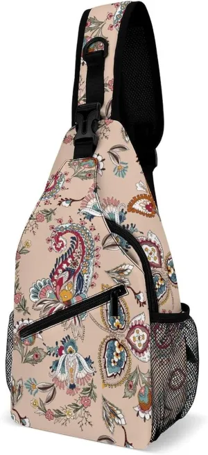 Paisley Sling Backpack Men Womens Crossbody Backpack Chest Bag Running Daypack Shoulder Bag Small Cross Body Bags Leisure Backpacks