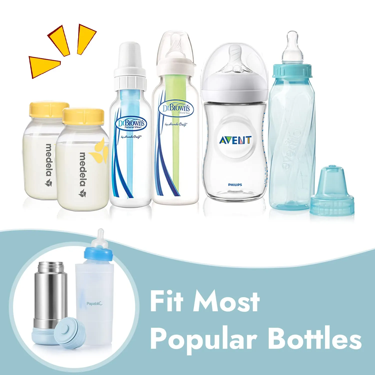 Papablic Portable Travel Baby Bottle Warmer On The Go, Fits Most Car Cup Holders, 12 oz