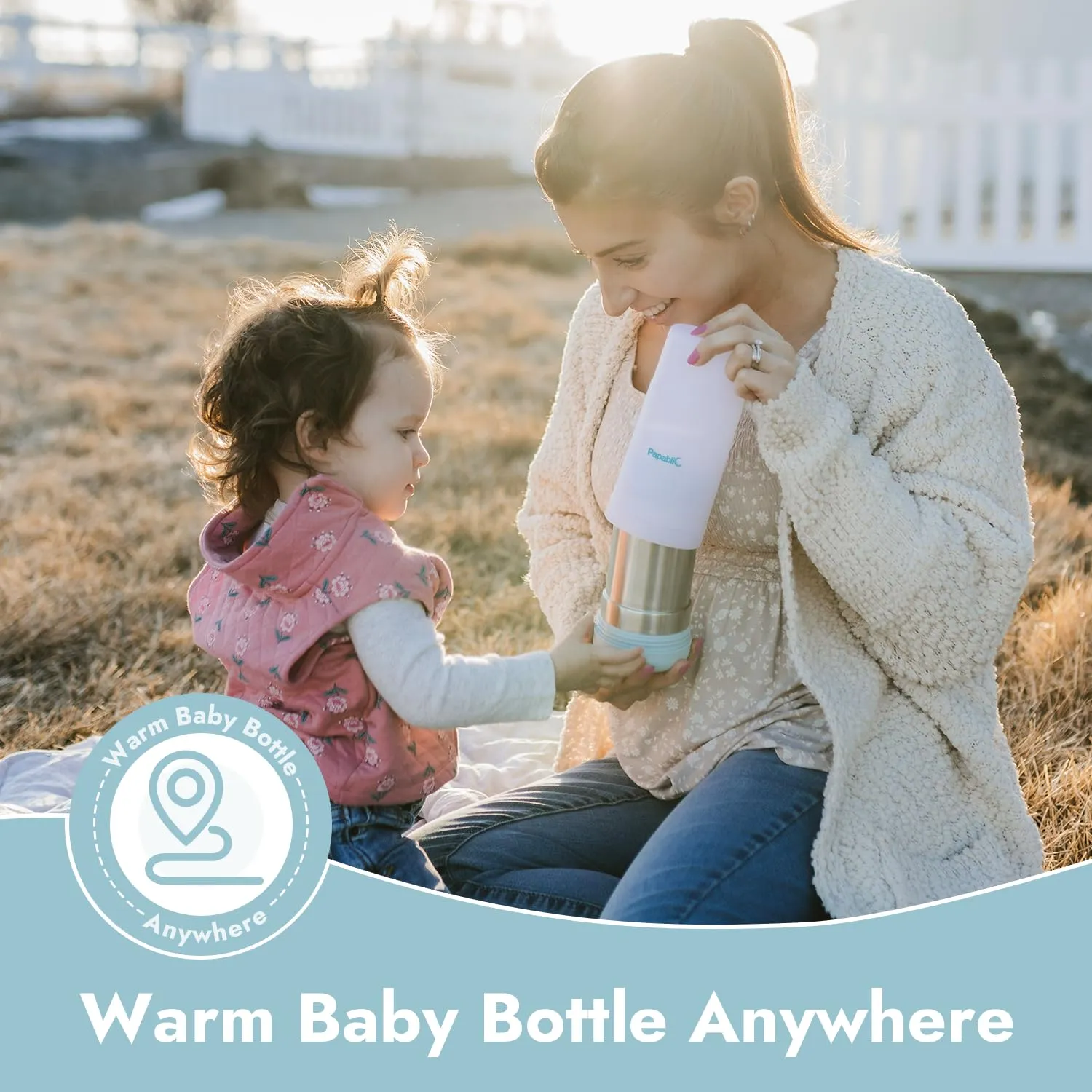 Papablic Portable Travel Baby Bottle Warmer On The Go, Fits Most Car Cup Holders, 12 oz