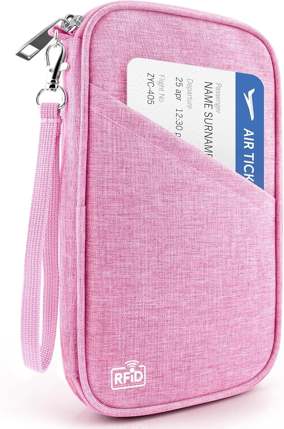 Passport Holder Family RFID Travel Document Organizer for Women Waterproof Passport Wallet Men Portable Case for Cards, Boarding Pass, ID, Money, Tickets with Zipper