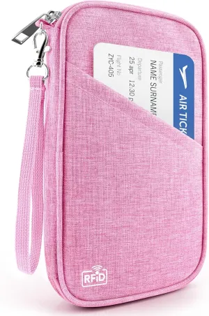 Passport Holder Family RFID Travel Document Organizer for Women Waterproof Passport Wallet Men Portable Case for Cards, Boarding Pass, ID, Money, Tickets with Zipper