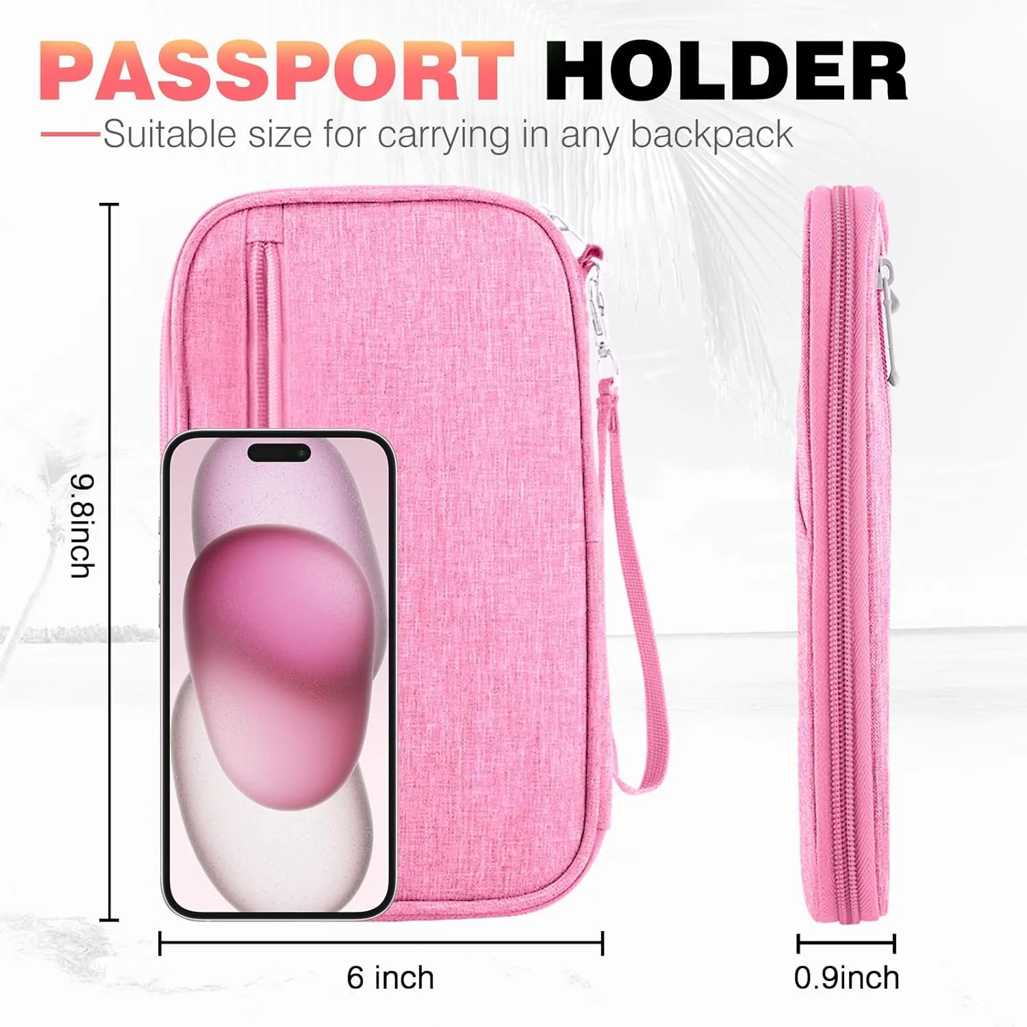 Passport Holder Family RFID Travel Document Organizer for Women Waterproof Passport Wallet Men Portable Case for Cards, Boarding Pass, ID, Money, Tickets with Zipper