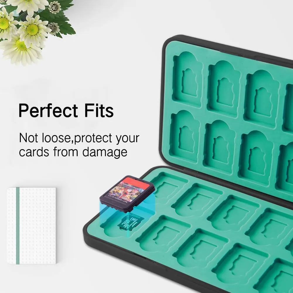 PERFECTSIGHT Switch Game Case Compatible with Nintendo Switch/Switch OLED/Switch Lite, Switch Game Holder Cartridge Case with 24 Game & 48 Micro SD Cards Storage for Zelda Fans - Tears of Kingdom