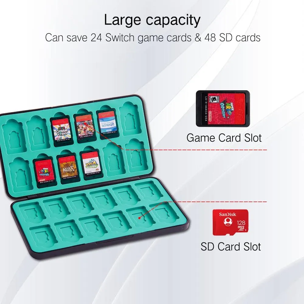 PERFECTSIGHT Switch Game Case Compatible with Nintendo Switch/Switch OLED/Switch Lite, Switch Game Holder Cartridge Case with 24 Game & 48 Micro SD Cards Storage for Zelda Fans - Tears of Kingdom