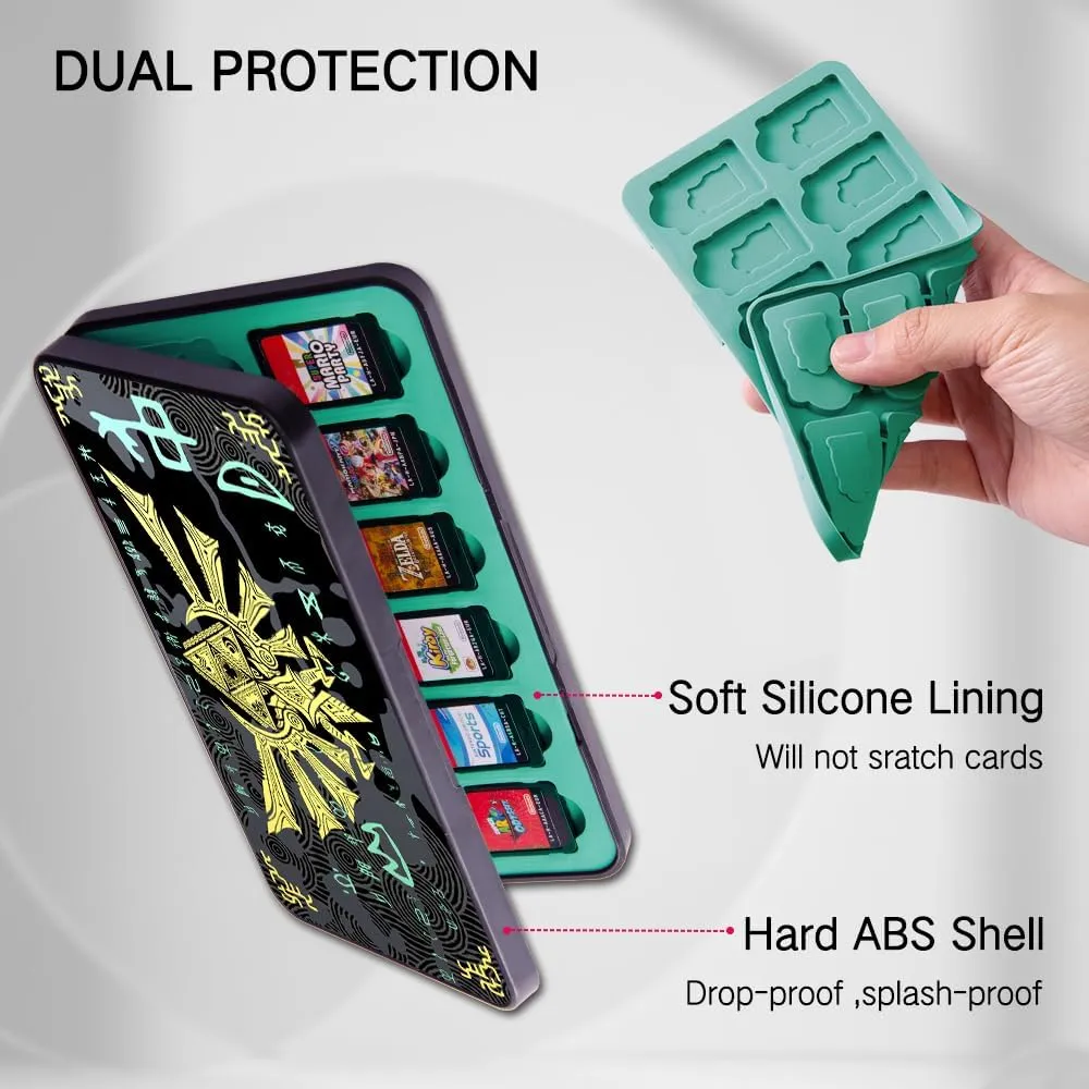 PERFECTSIGHT Switch Game Case Compatible with Nintendo Switch/Switch OLED/Switch Lite, Switch Game Holder Cartridge Case with 24 Game & 48 Micro SD Cards Storage for Zelda Fans - Tears of Kingdom