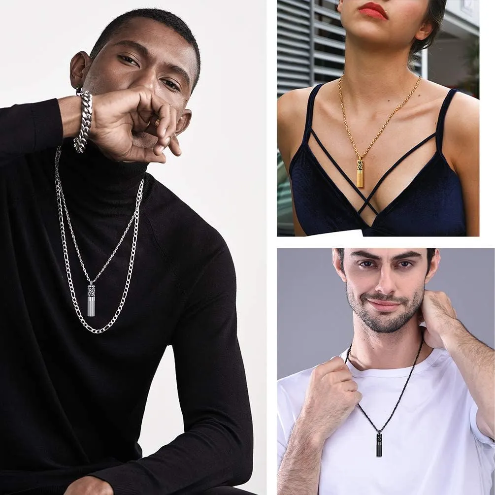 Perfume Locket Round Bottle Pendant Necklace Diffuser Essential Oil Aromatherapy Men Women Jewelry Black Necklace