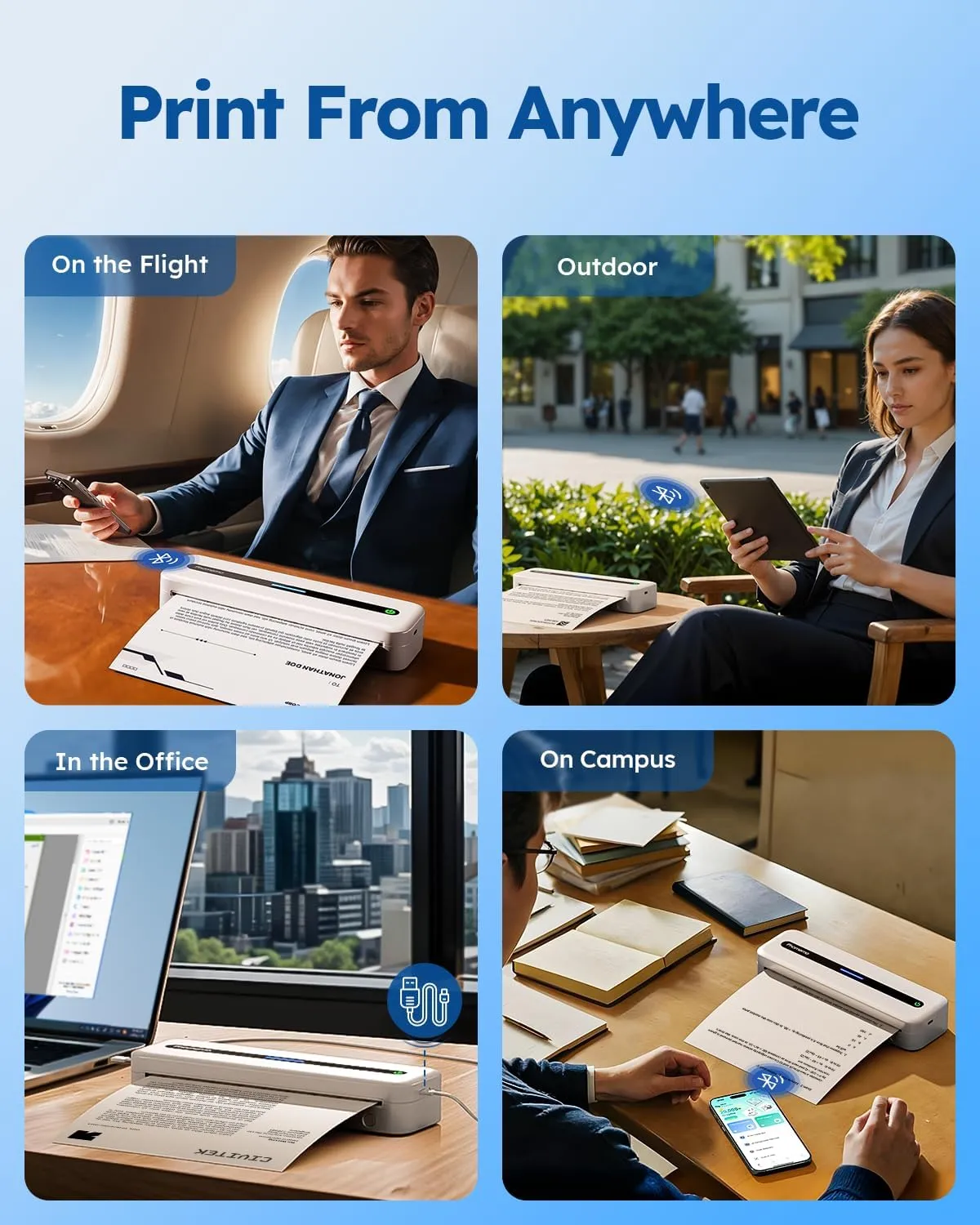 Phomemo Portable Printers Wireless for Travel, M832 Bluetooth Thermal Printer for Phone Laptop, Support 8.5" X 11"/A4/2.08''/3.15''/4.33'' Thermal Paper, Inkless Mobile Printer for Vehicle Home Office