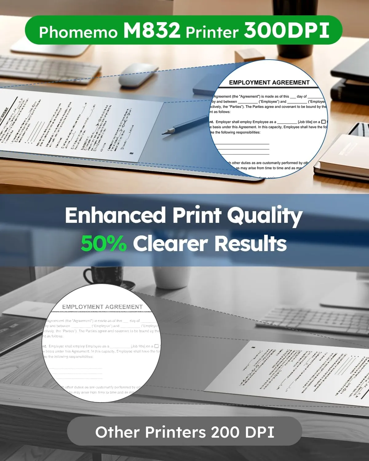 Phomemo Portable Printers Wireless for Travel, M832 Bluetooth Thermal Printer for Phone Laptop, Support 8.5" X 11"/A4/2.08''/3.15''/4.33'' Thermal Paper, Inkless Mobile Printer for Vehicle Home Office