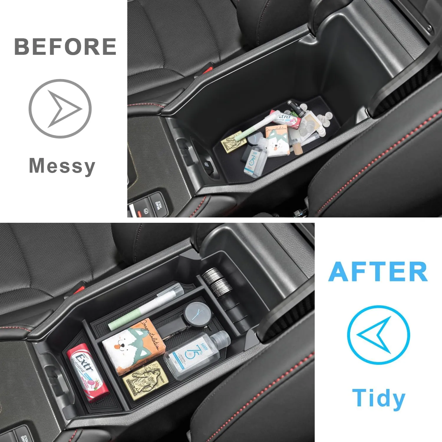 PIMCAR Center Console Organizer for Honda Accord 2023-2025 11th Gen | Durable ABS Plastic Armrest Storage Tray | Black Liner Trim Accessories