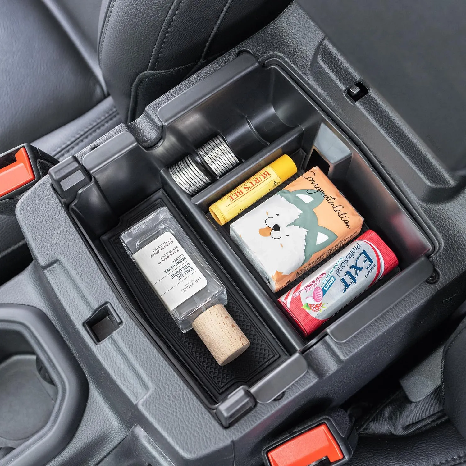 PIMCAR Center Console Organizer for Jeep Wrangler JL/JLU (2018-2025) & Gladiator JT (2020-2025) | Armrest Storage Tray | Interior Accessories (Not for JK/JKU) | Black Liner Trim