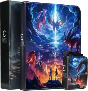 Pokemans Card Binder for Cards, Trading Cards Binder 9 Pocket, Collectible Card Zipper Waterproof Albums Fits 980 Cards