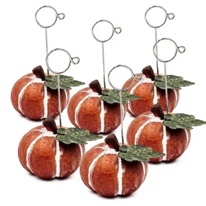 Polystone Pumpkin Name Card Holder - Orange