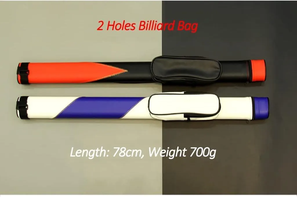 Pool Cue Case Billiard Stick Carrying Case, Billiard Bag for Billiard Sticks, 1/2 Billiard Cue Bag, 2 Holes/4 Holes, Made of Faux Leather, with Shoulder Strap-B||2 Holes