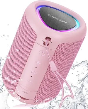 Portable Bluetooth Speaker with Lights, Powerful Crystal Clear Sound,IPX5 Waterproof, All Day Playtime, AUX&TF-Card Input, Bluetooth 5.3, TWS Paring, Small Wireless Speaker for Outdoor, Gift Ideas