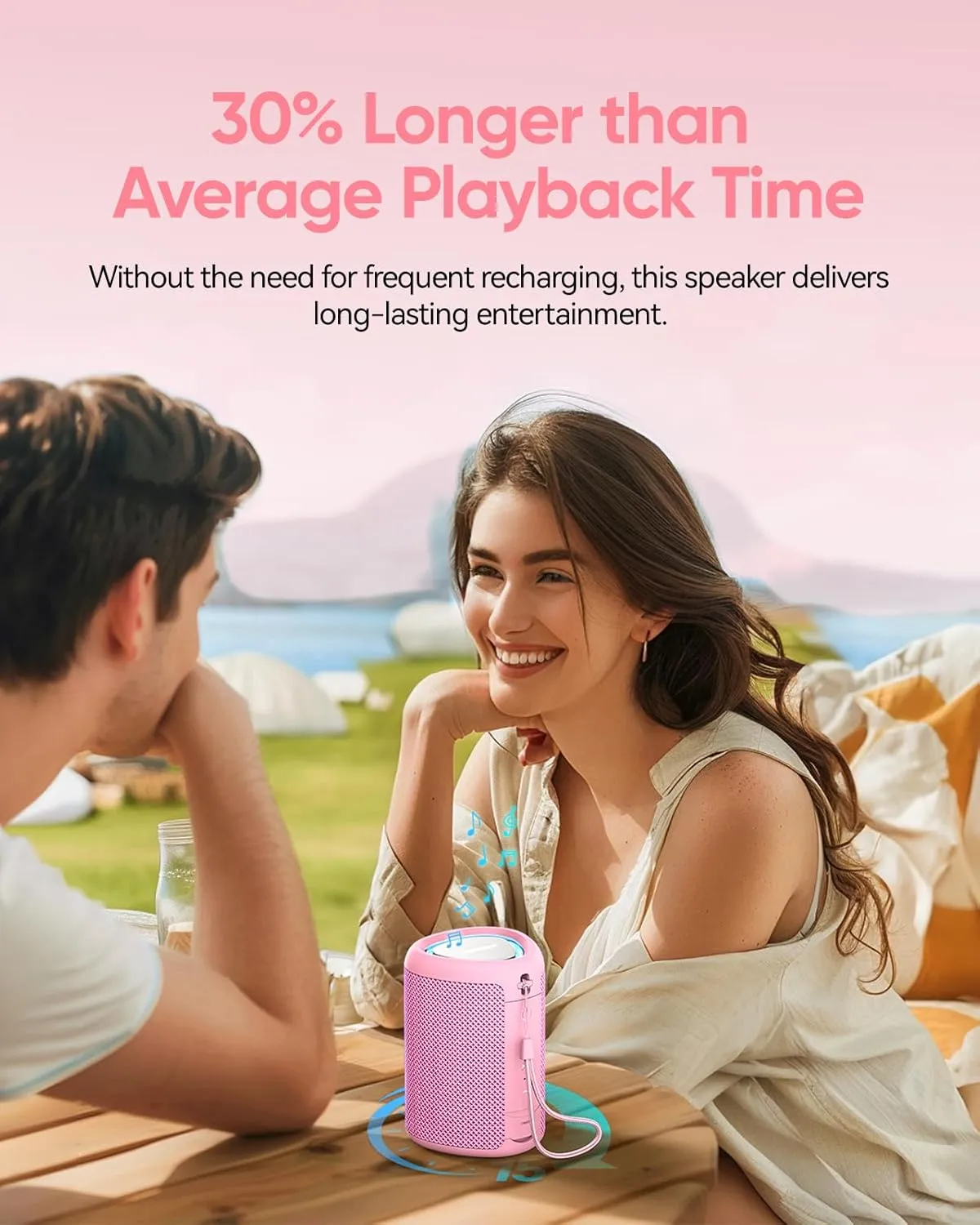 Portable Bluetooth Speaker with Lights, Powerful Crystal Clear Sound,IPX5 Waterproof, All Day Playtime, AUX&TF-Card Input, Bluetooth 5.3, TWS Paring, Small Wireless Speaker for Outdoor, Gift Ideas
