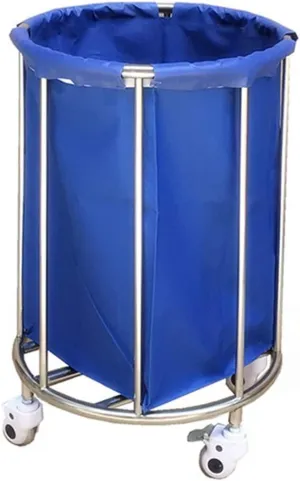 Portable Hotel Linen Cart on Wheels,Round Steel Sorter Cart with Movable Bag,