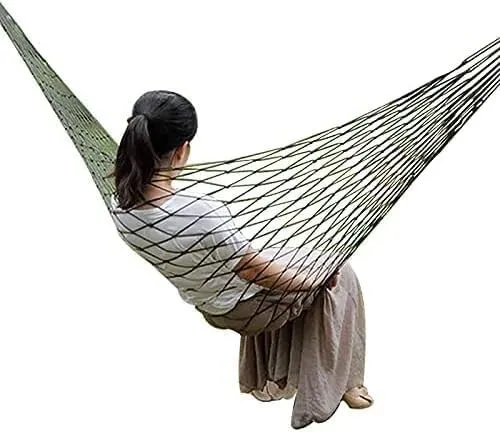 Portable Nylon Mesh Hammock Outdoor Travel Camping Bed Hanging Folding Deck Swing Furniture Hammock Chair (Color : Orange)