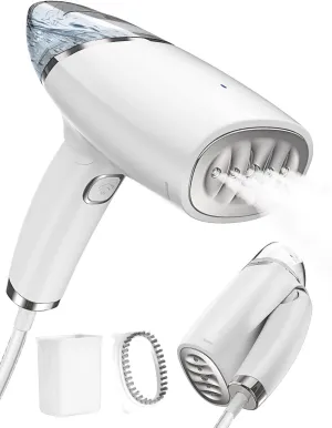 Portable Steamer for Clothes, Travel Garment Steamer Handheld, Fast Heating Clothing Wrinkle Remover Steam Iron, Ideal for Cotton Flax Silk Chiffon Lace Blending Shirt Dress Suit, White