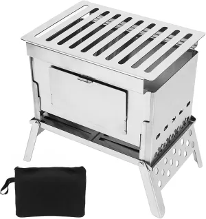 Portable Wood Burning Stove Folding Wood Burning Stove Heating Folding Portable BBQ Kits Outdoor Camping Stove for Outdoor Hiking Picnics
