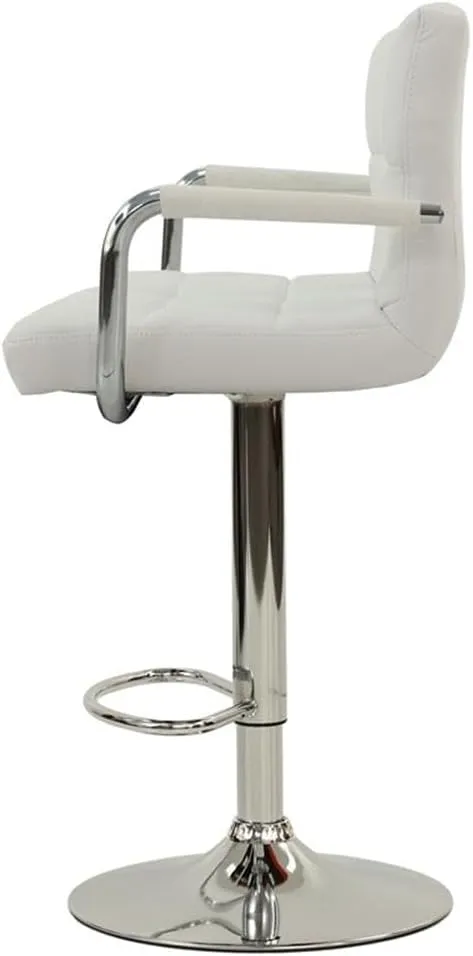Poundex 2 Piece PU Tufted L Shape Barstool Set, White