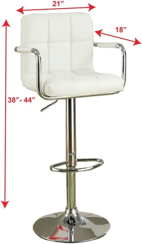 Poundex 2 Piece PU Tufted L Shape Barstool Set, White