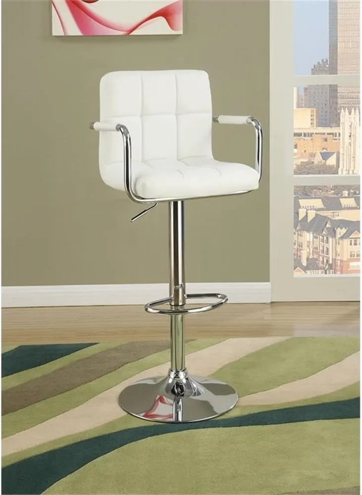 Poundex 2 Piece PU Tufted L Shape Barstool Set, White
