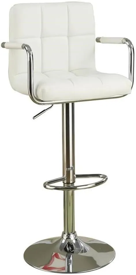 Poundex 2 Piece PU Tufted L Shape Barstool Set, White