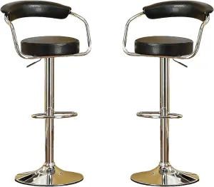 Poundex Amalia 2 Black/Chrome Faux Leather/Wood Bar Stools, Multi