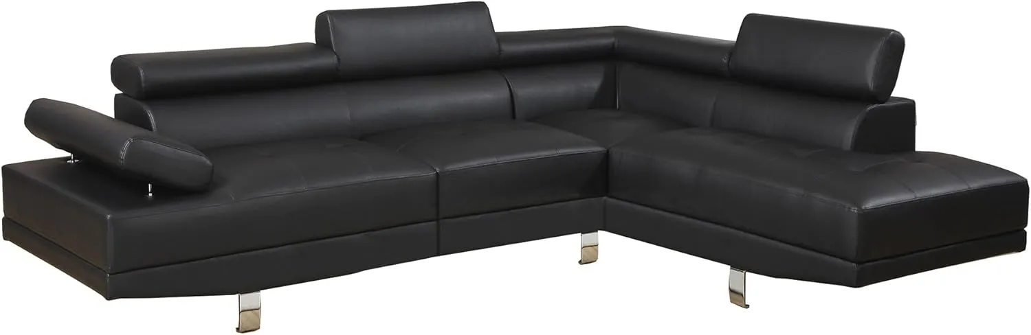 Poundex Sectional Sofa, Black