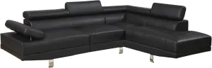 Poundex Sectional Sofa, Black