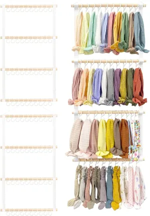 POVETIRE Headband Holder Head Bands Organizer for Girls, Baby Headbands Hair Accessories Organizer Storage Wall Hanging Decor for Nursery Toddler Girls Room