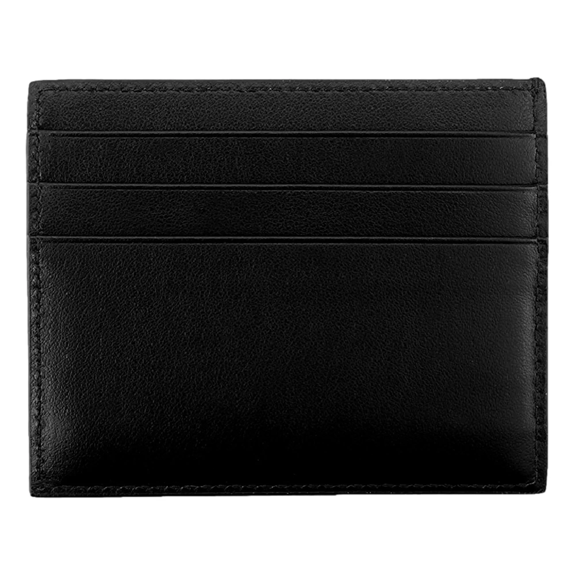 Prada Nero Black Vitello Leather Card Holder Triangle Logo