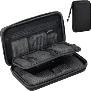 ProCase Large Hard Travel Electronic Organizer Case for MacBook Power Adapter Chargers Cables Tech Organizer Hard Drive USB Flash Disk SD Card Portable Electronics Accessories Bag -Black