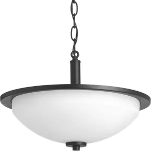 Progress Lighting Replay Collection 2-Light Ceiling Light, Convertible Semi Flush Mount Ceiling Light Fixture with Etched Glass Shade for Interior Lights, 14-3/4" by 10-1/8", Black